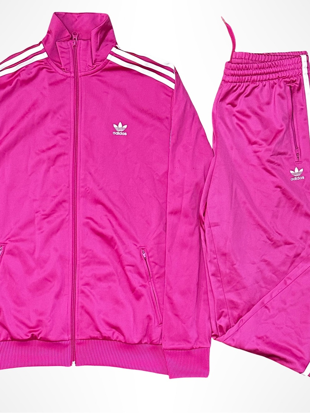 adidas  tack suit Hot Pink Three-Stripe Track Jacket & Pants